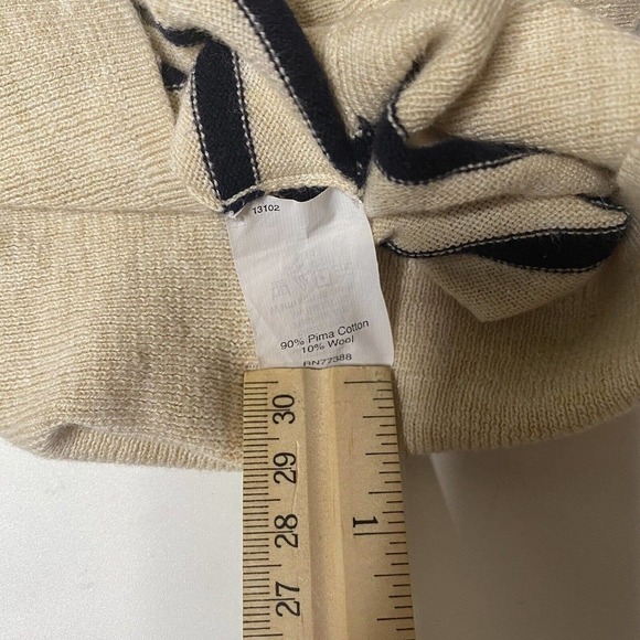 J Crew Beige Striped Wool Blend Zip Up V Neck Cardigan Sweater Size S Womens - Picture 5 of 8